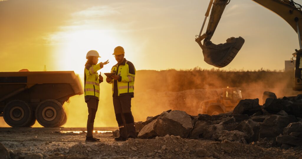 golden hour shot of construction site: civil, dalert, construction, data analysis